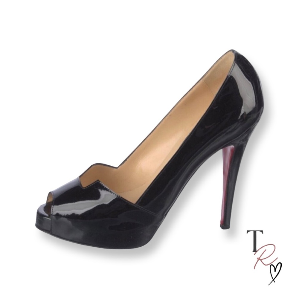 Christian Louboutin Black Peep-Toe Heels